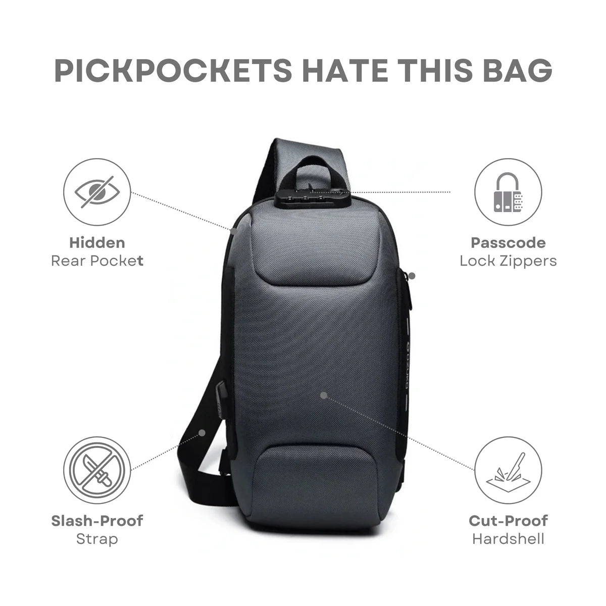 Anti-theft shoulder bag with charging